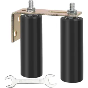 6" Gate Roller Guide with L-Bracket, Universal Adjustable Heavy Duty Sliding Gate Rollers,Sliding Gate Kit, Black Sliding Gate Guide Roller,Sliding Door Hardware