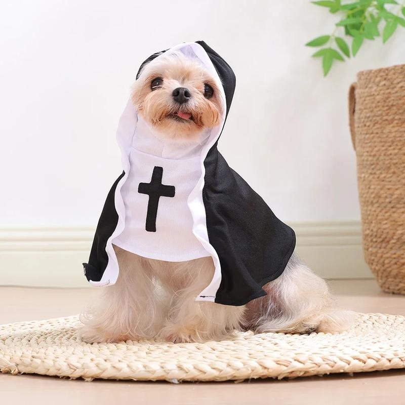 Funny Robe Style Pet Costume for Dogs & Cats Cute Cosplay Outfit with Cross Design and Hooded Design