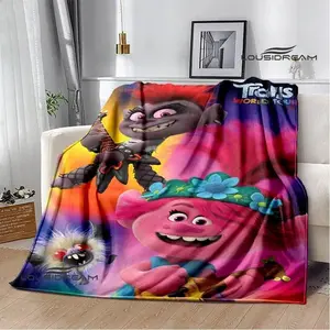 Cute Cartoon Trolls printed blanket Picnic blanket Warm Flannel blankets Home bed linings blankets for beds Birthday Gift