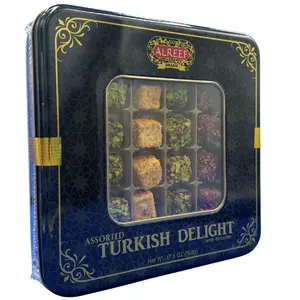 Alreef Assorted Turkish Delight 500gram - Variety of Flavors for Snacking & Gifting - Sweet Turkish Delights with Pistachio