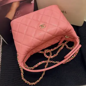 Pre-owned CHANEL Premium Grained Caviar Calfskin Leather Shoulder Bags Hobo Small Bag （63469014）