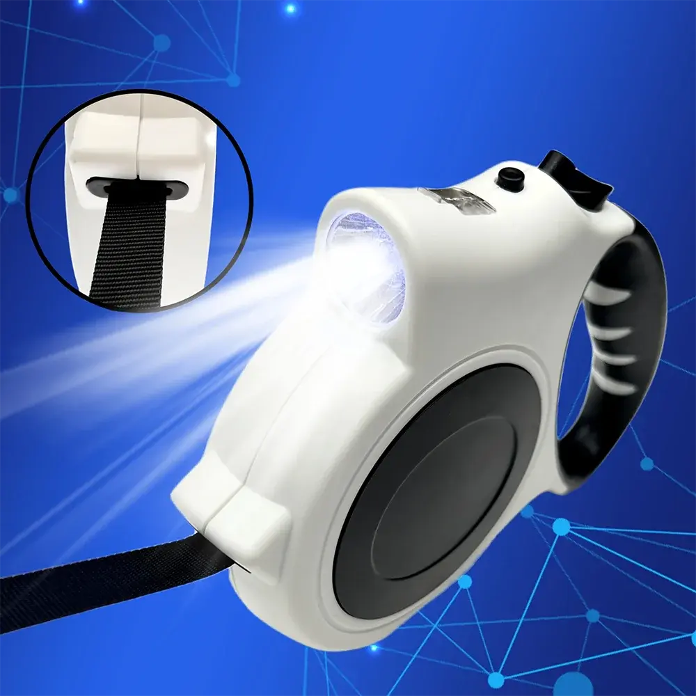 LED Retractable Dog Leash - 16ft Illuminated Nylon Cord Leashes for Medium & Large Dogs, Smooth Retraction for Night Safety