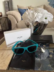 Pre-owned Celine Gorgeous Teal Colored Sunglasses Never Worn Full Set