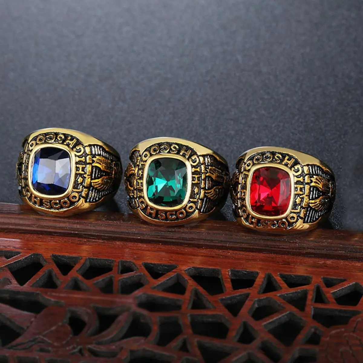 Men's Retro Statement Multi Ring Set - Luxury Hip-Hop Stainless Steel Men's Accessories with Animal, Geometric Designs & Artificial Gemstone Rings, Sizes 7-13, Ideal for Thanksgiving Gifting
