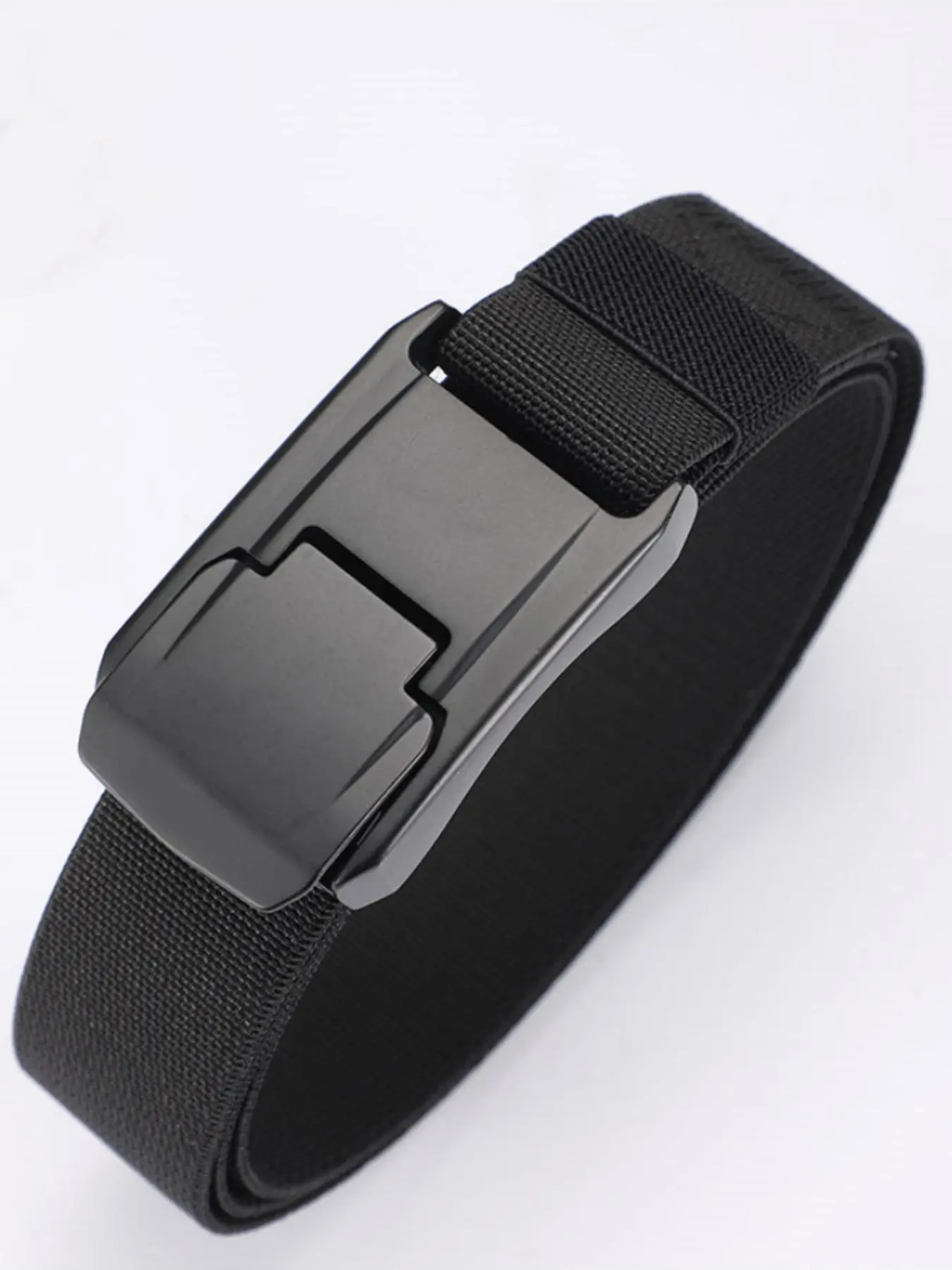 Unisex Elastic Waist Belt with Quick Release Square Buckle, Nylon Adjustable Strap Belt for Work and Casual Wear, Casual Modern Waistband, Casual Style Belts