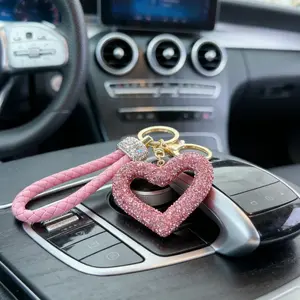 Large Hollow Heart Keychain, Sparkling Rhinestone Heart Keychain, Fashionable Versatile Key Ring, Bag Car Dual Use Pendant, Heart Design Keychain, Cute Keychain