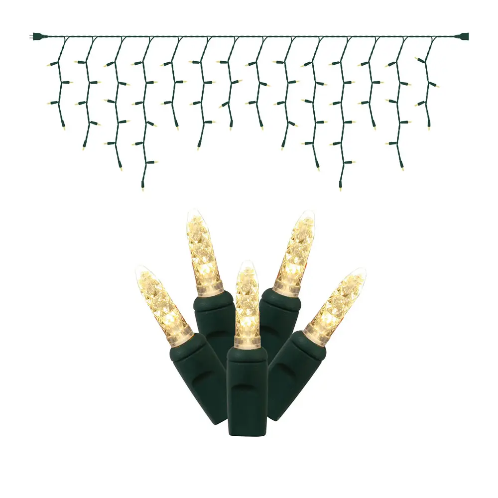 212 MAIN M5 Icicle Glowing LED Fairy Light Set, 70LT Warm White Bulbs, 9ft (108in) Green Wire, Non-Smart End-Connecting Festive Home & Christmas Decorations