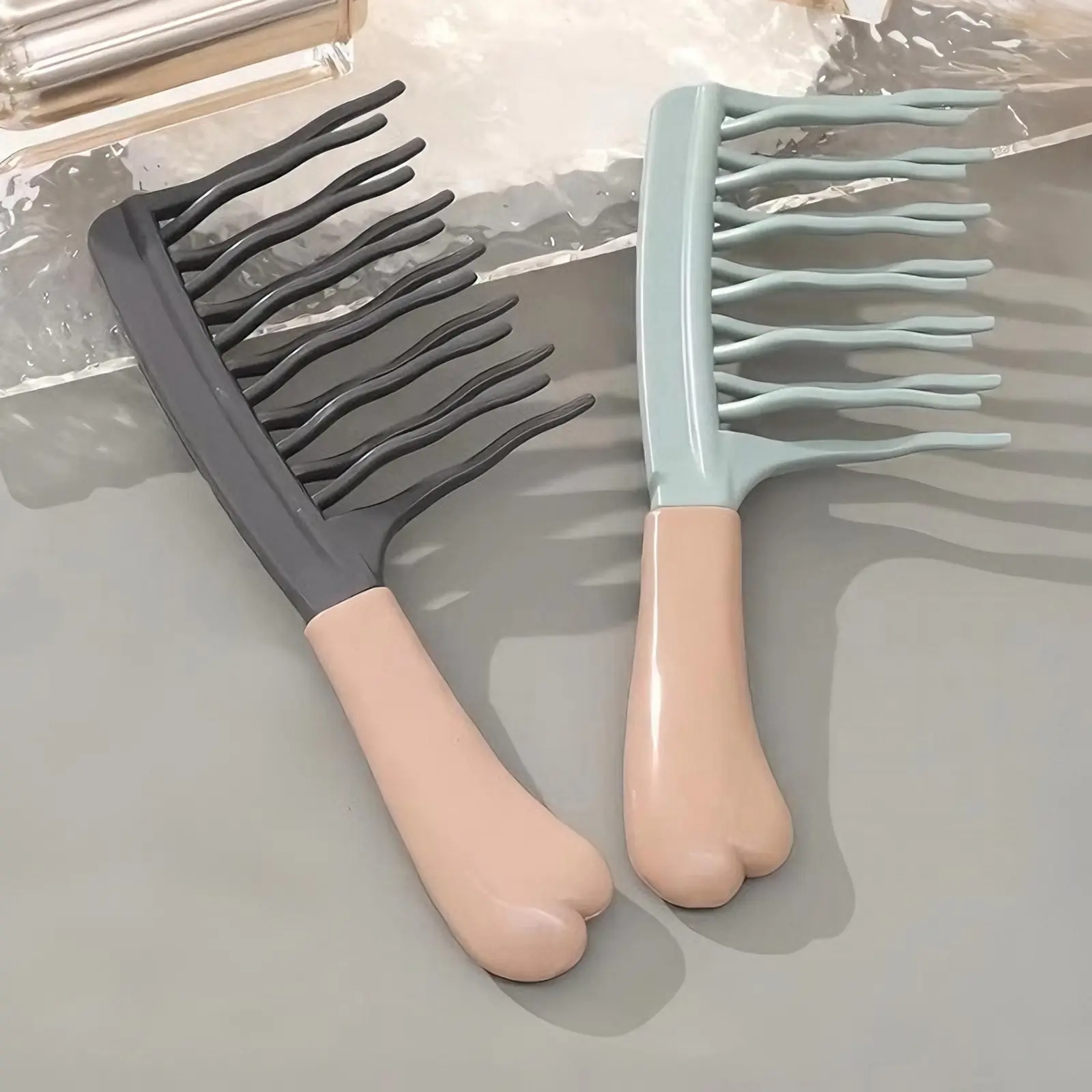 1pc Double-Wide-Tooth Curling Comb, Ideal for Long Curls & Voluminous Styles, Curly Hair Management &Home Massage, Elegant Hair Care
