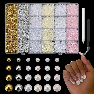 10000Pcs Nail Pearls, 3D Nail, Flatback Pearls for Crafting, for Nails Design
