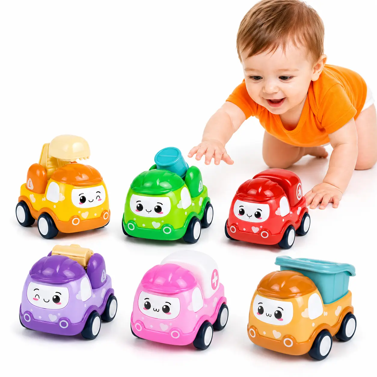 6PCS Micro-Scale Miniature Realistic Pull-Back Toy Cars Set, Friction-Powered Push-and-Go Mini Vehicles, Early Learning Toy for Toddlers, Ideal for International Children's Day, Micro-Scale Pull-Back Vehicles, Miniature Pull-Back Vehicles