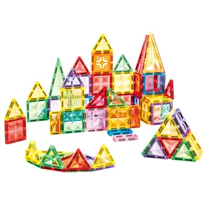 Mini Magnetic Tiles 56PCS Diamond Pattern Travel Magnetic Tiles Travel Toddler Set Montessori Preschool Classroom 3+ Year Old Boys Girls Birthday Gift Creative Building Block Stem Building Blocks