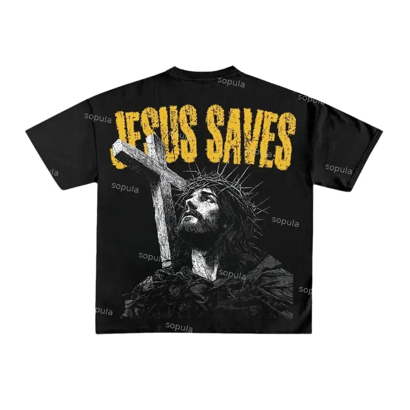 Jesus Save T-Shirt 100% Cotton, Cotton Vintage Faith Slogan T-shirt, Summer T-Shirt, Classic Shirt, Men's Top, Men's Gift, Machine Washable
