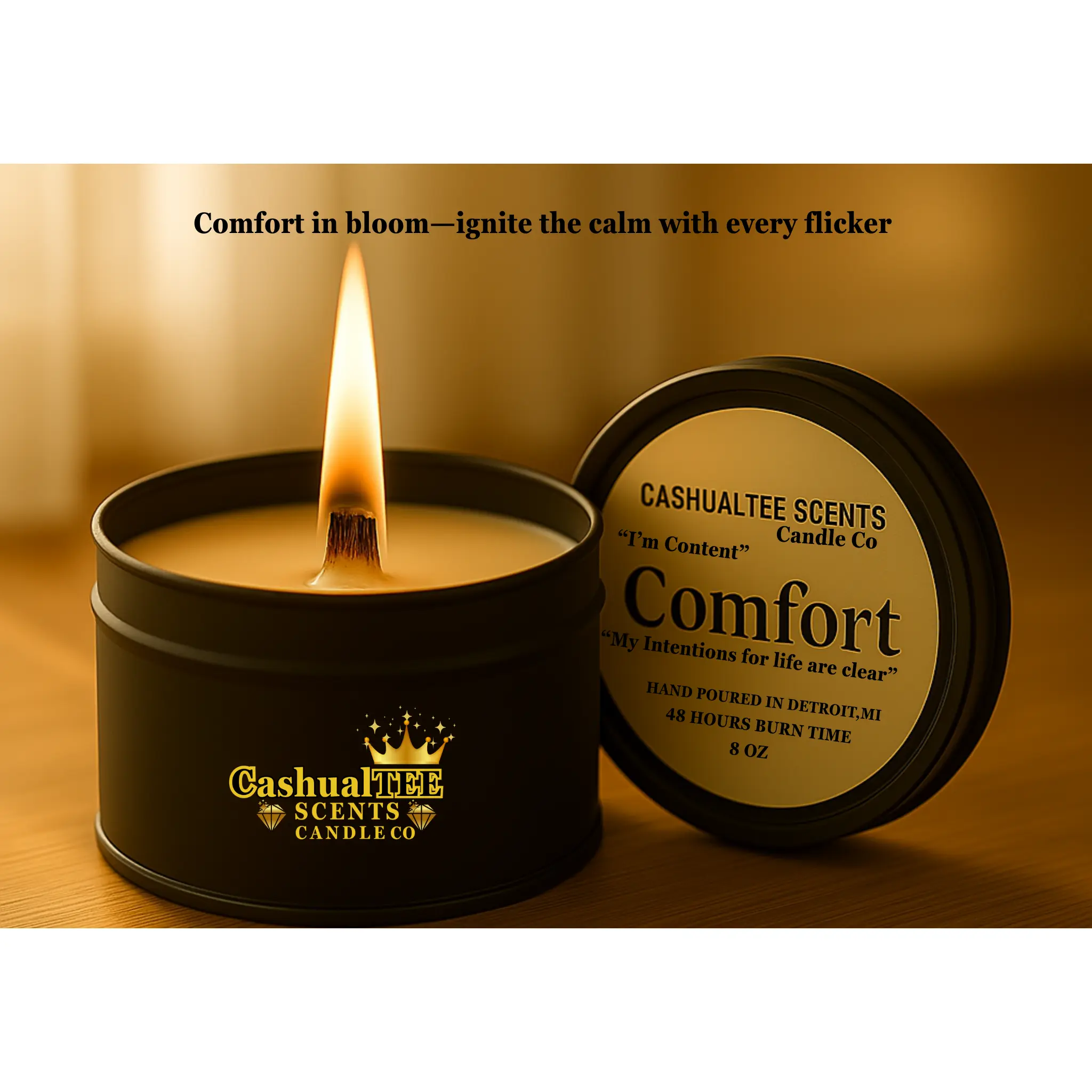 8 oz Wood Wick Candle - Natural Wick Design, Vanilla Woody Perfume Aroma, Ideal for Home Decor, Room Fragrance