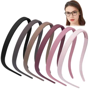 Black Square Headbands for Glasses & Sunglasses - No Pressure, No Headache - Comfortable Non-Slip Headbands for Women & Girls, 6 Pcs