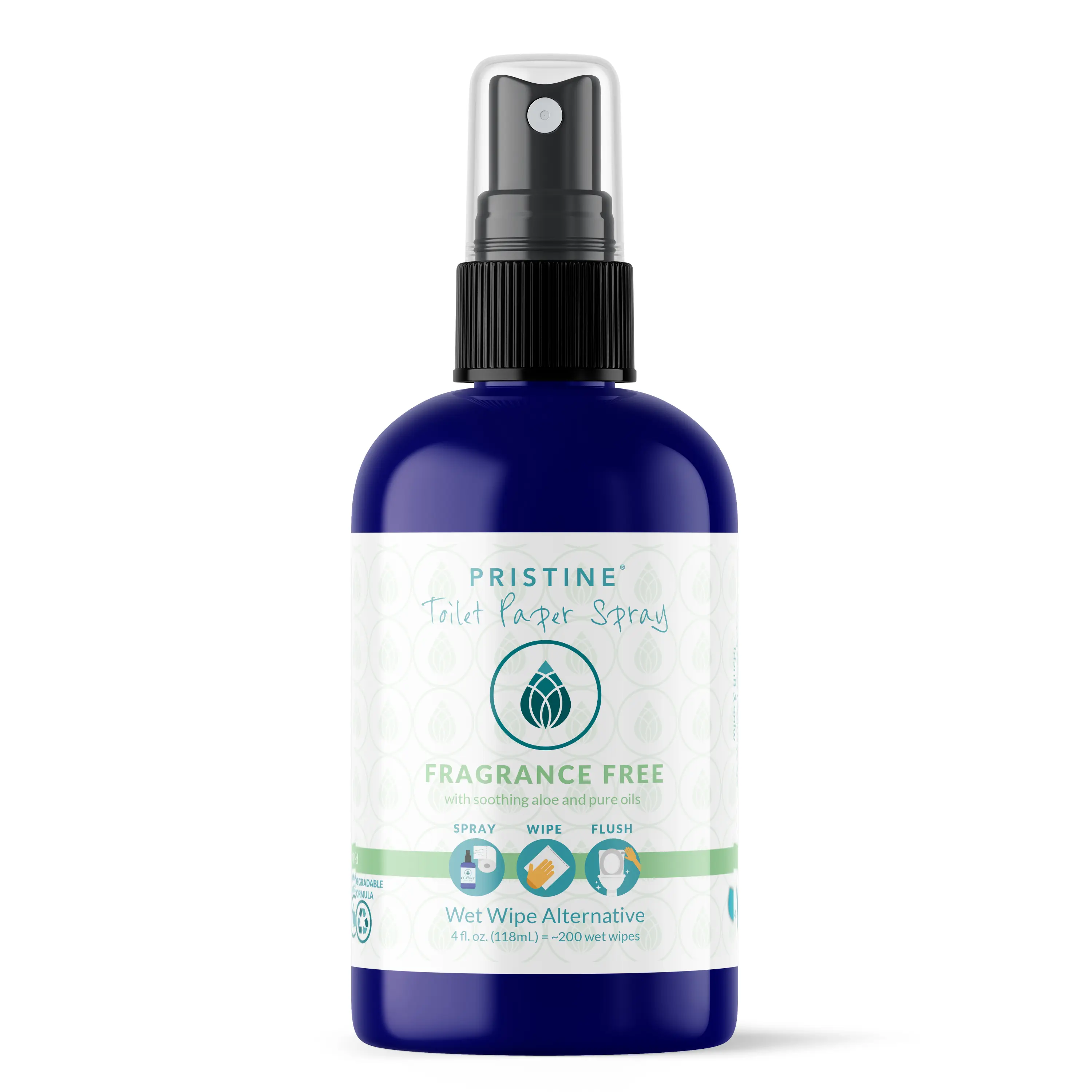 Pristine Toilet Paper Spray wet wipe alternative - Fragrance Free 4 oz