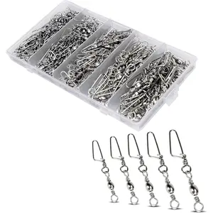 150 count Fishing Swivels Snaps Kit, Ball Bearing Barrel Swivels Fishing Tackle 2# 4# 6# 8# 10#, Quick Change Snap Swivels Fishing Tackle, Saltwater Freshwater Fishing Accessories