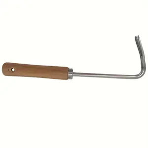 Double Claw Weeder Tool with V-Shaped Blade and Wooden Handle, Efficient Garden Weeding Supplies, Stainless Steel Root Removal Tool