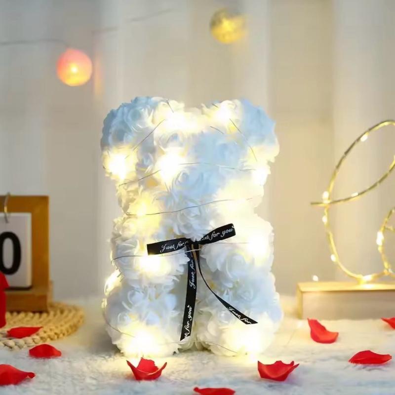 25cm Artificial Teddy Rose Flower Bear Romantic Valentines Day Gift Girlfriend Women Anniversary Wedding Party Supplies