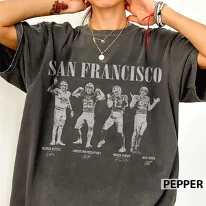San Francisco Football Vintage Comfort Colors Shirt, Brock Purdy George Kittle Shir.