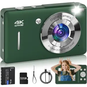 Digital Camera for , FHD 1080P 44MP Point and Shoot Digital Camera with  Detect, Smile Capture, 16X Zoom, 20 Filters, Anti Shake, 32GB SD Card Green Compact  Camera