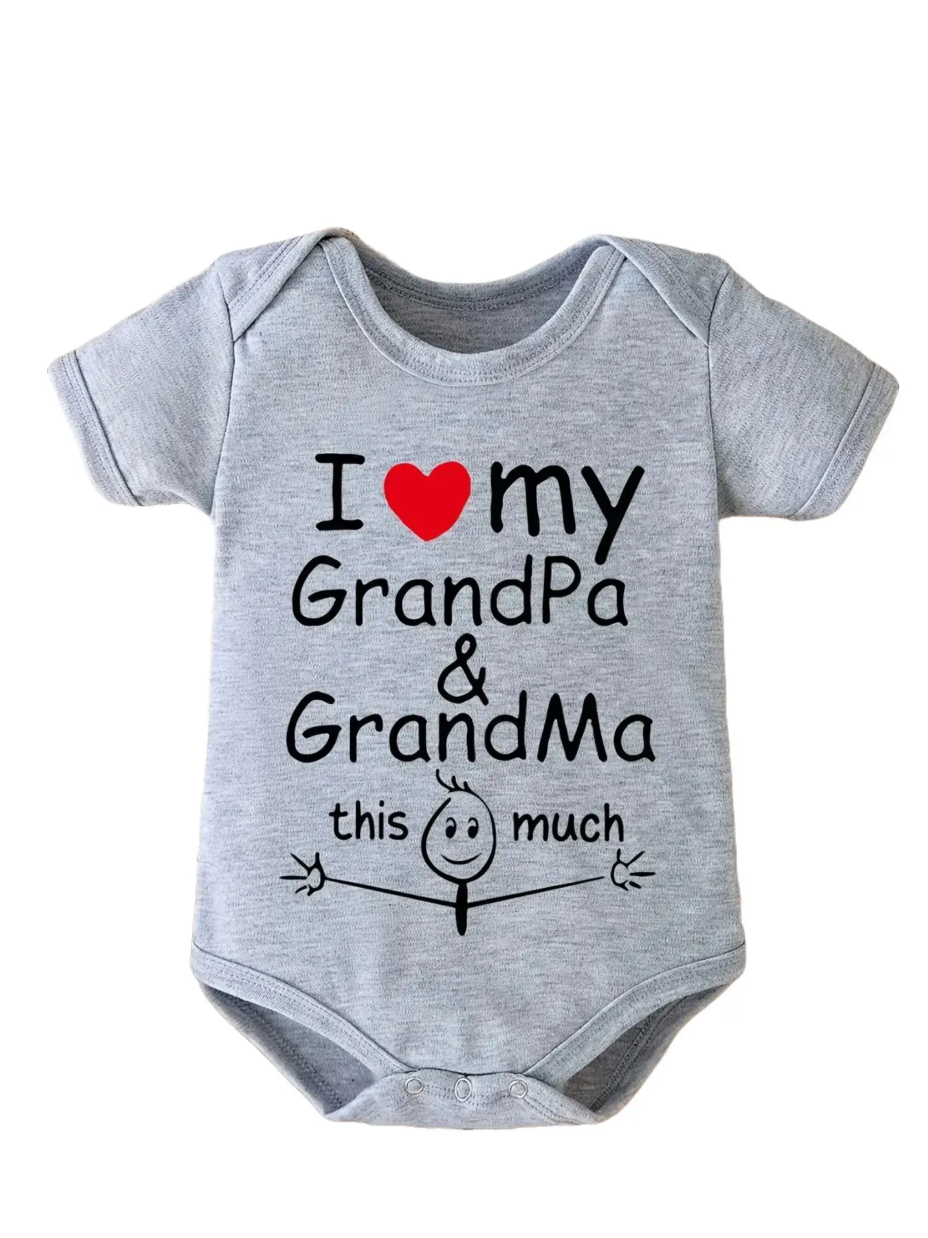 Unisex Soft Cotton Baby Bodysuit - Short Sleeve Crew Neck, Letters Print, Grandparent Theme Playful Slogan, Basic Fitted Infant Clothing, Above The Knee, 0-3 Months Baby Outfit