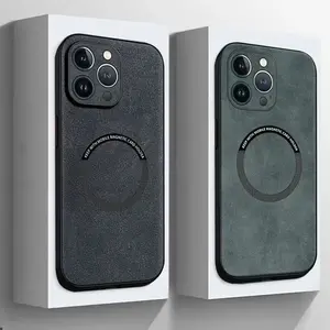 For Magsafe Luxury Leather Shockproof Phone Cases For iPhone 16 15 14 13 12  Pro Max 16 Plus Magnetic Wireless Charging Cover