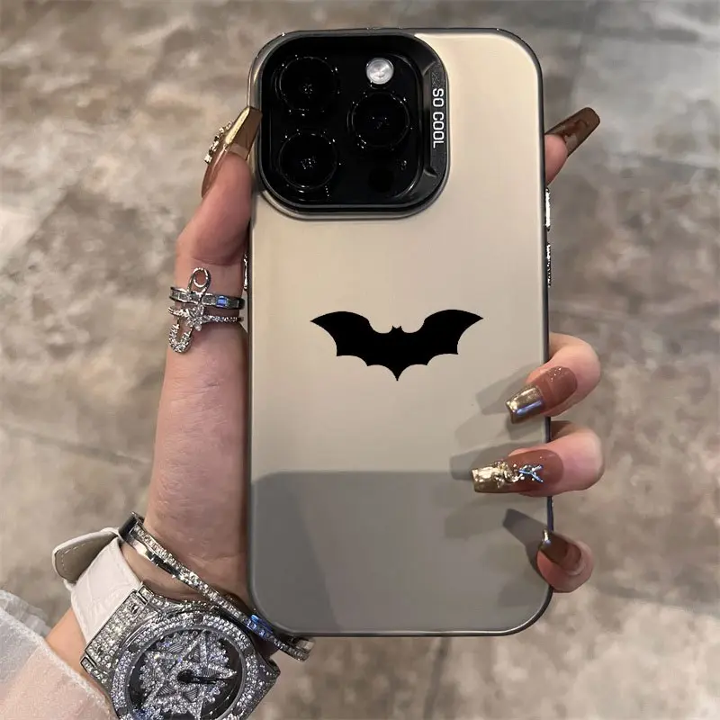 Black Bat Pattern Silicone Cellphone Case for iPhone 16,15,14 Pro Max,13,12,11,XR,XS Plus - Shockproof,Anti-Scratch,Durable PC Back Protection Casing,Electronics Accessories for Women,Men
