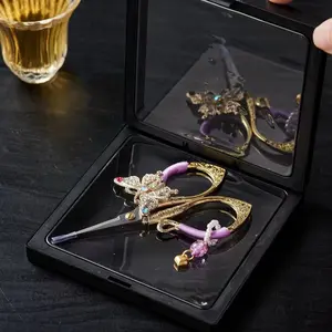 Handmade Stainless Steel Scissors for Household Sewing, Thread Trimming, Embroidery, Tailoring, Paper Cutting, Vintage Design with Colorful Accents