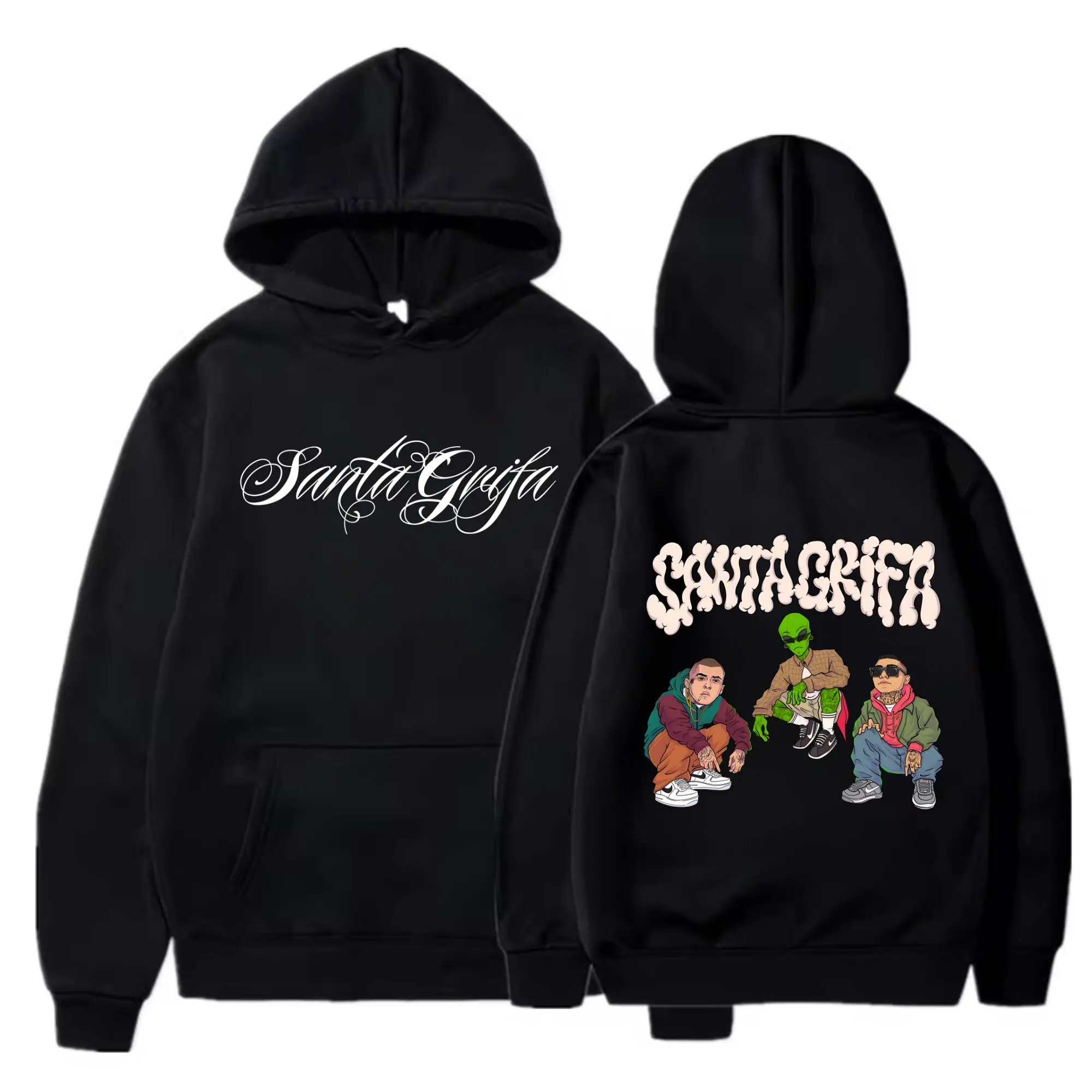 La Santa Grifa Vintage Hoodie Merch 2024 Tour Double Sided Graphic Print Hoodie Long Sleeve Hooded Sweatshirts Streetwear Hip Hop Style Tour Music 2024, Merch for Fan, Music Fan Gift, Gift for Her Him, Birthday Gift Idea