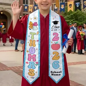 Custom Name Kid Graduation Stole, Grad Gift for Kids, Class of 2026 Kindergarten Stole, Kids Graduation Sash, Preschool Graduation Stole