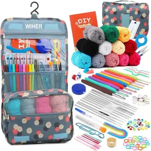 130-Piece Complete Crochet Kit for Beginners – Yarn, Hooks & Storage Bag