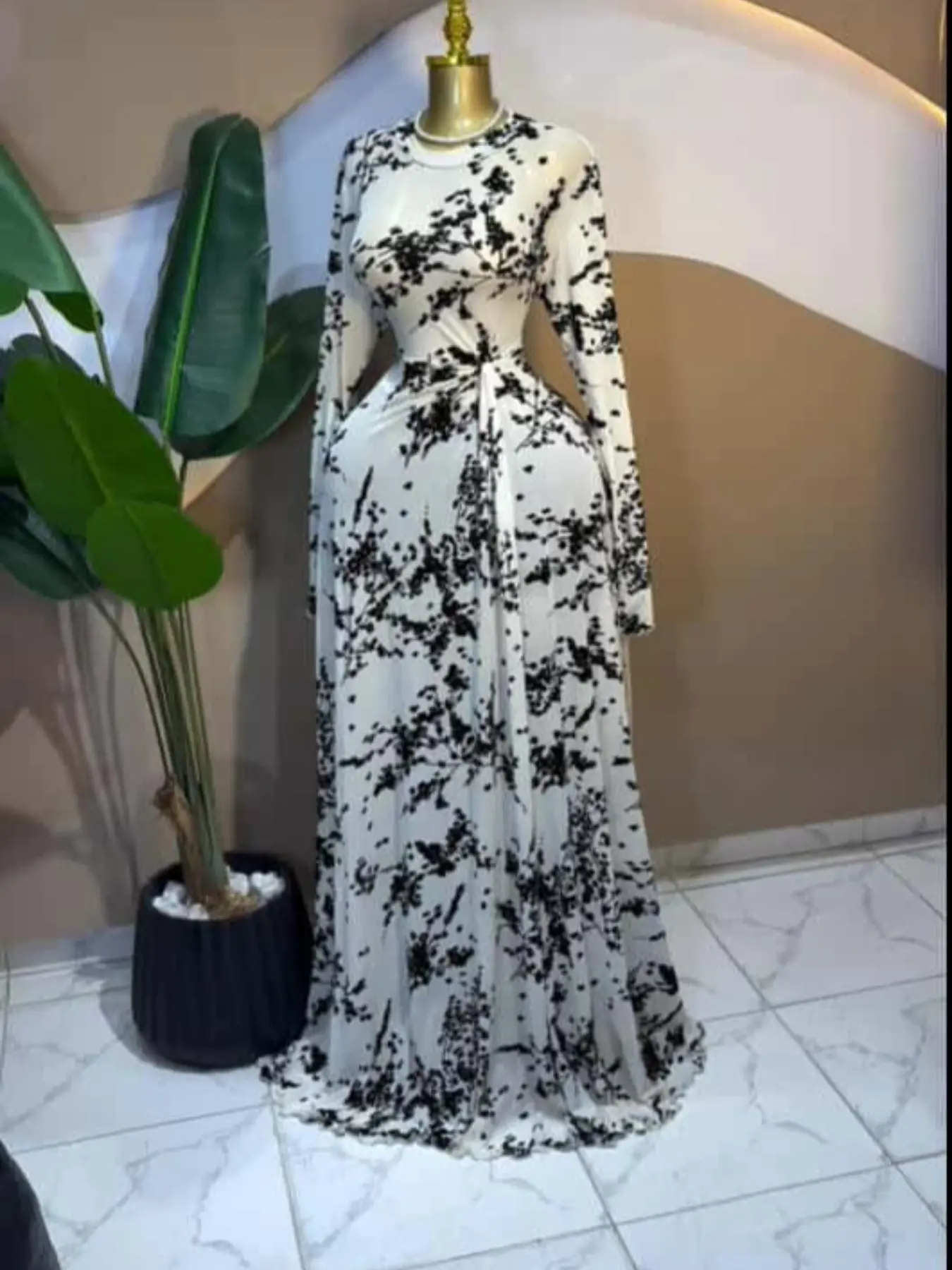 PULKRITU Women's Floral, Print O-Neck Knot Waist A-Line Maxi Dress, Long  Flowy Waist Draped Fitted Formal Party Dress, Elegance, Vacation Wear, Long  Sleeve Dresses, Beach Holiday Dresses, Long Dresses