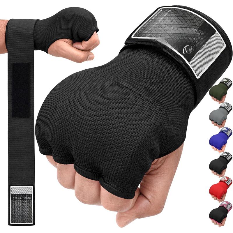 Gel Boxing Hand Wraps Inner Gloves Men Women, Quick 100cm Long Wrist Straps, Elasticated Padded Fist Under Mitts Protection, Muay Thai MMA Kickboxing Martial Arts Punching Training Bandages