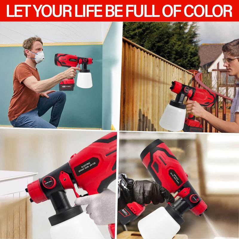 Cordless Paint Sprayer for Milwaukee M18 18V Battery,Airless Electric HVLP Spray Paint Gun Tools for House Painting/Home Interior and Exterior/Wood/Walls/Furniture/Fence/Door(No Battery) Portable Garden