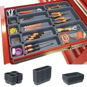 42 Pack Tool Box Organizer Rolling Tool Chest Cart Cabinet Workbench Desk Drawer Organization and Storage for Hardware,Grey