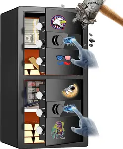 6.5 Cubic Ft Fireproof Waterproof Safe Box, Heavy Duty 2-Door Home Security Safe with Fingerprint Lock & Alarm System, Safe for Documents, Cash, Pistols and Valuables