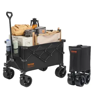 VEVOR Foldable Wagon with Extended Tailgate, 450lbs 300L Large Capacity Collapsible Wagon Cart, Heavy Duty Folding Utility Carts with All - Terrain Wheels, Outdoor Garden Cart for Groceries CampingVEVOR Super Brand Day