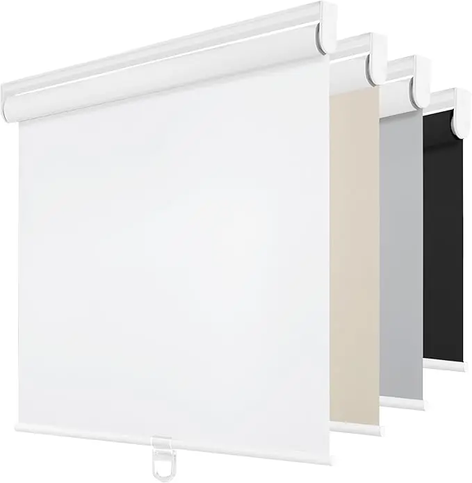 Cordless Blackout Roller Shades for Windows, Thermal Insulated UV Protection Pull Down Shades, Total Blackout Window Blinds for Home, Office, Bedroom, Door (22" W x 72" H, White)