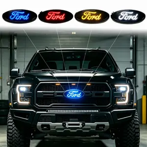 Illuminated Ford Grill Logo Badge, Multi-Color LED Glowing Car Front Emblem Replacement, Waterproof Auto Exterior Decoration Parts Easy to Install