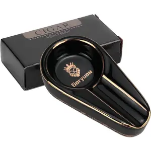 Cigar ashtray patio single ceramic outdoor ash tray cigars portable travel porcelain cigar ashtrays suitable for gift living room office decoration black01