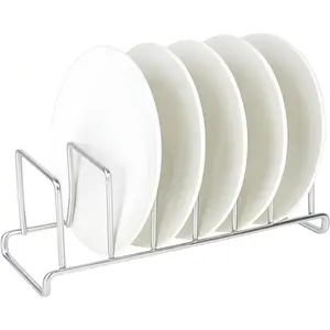304 Stainless Steel 12" Compact Countertop Dish Drying Rack, Plate Holder Organizer for 6 Plates, Space Saving Kitchen Storage Rack