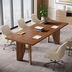 LITTLE TREE 5.3ft Conference Table for 4-6 People, Rectangular Conference Room Table, Large Wooden Meeting Table for Office