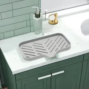 1 Pack Dish Drying Mat for Kitchen Counter, Large Absorbent Fast-Drying Stone Sink Mat, Drainer Pad for Dishes, Non-Slip Silicone Heatproof Trivet for Bottles, Glasses, Utensils, Easy Clean Countertop Protector