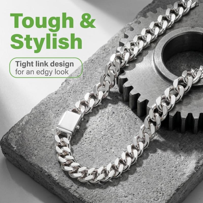 925 Silver Plated Cuban Link Chain Necklace,0.394 Inch Wide High PolishedSmoothCurb Chain,19.69/21.65/23.62/25.59 Inch,Secure Anti-Lose Lock Clasp,Heavy Duty Street Hip Hop Jewelry Gift evry jewels valentines day for her chic minimalist romantic fanci me