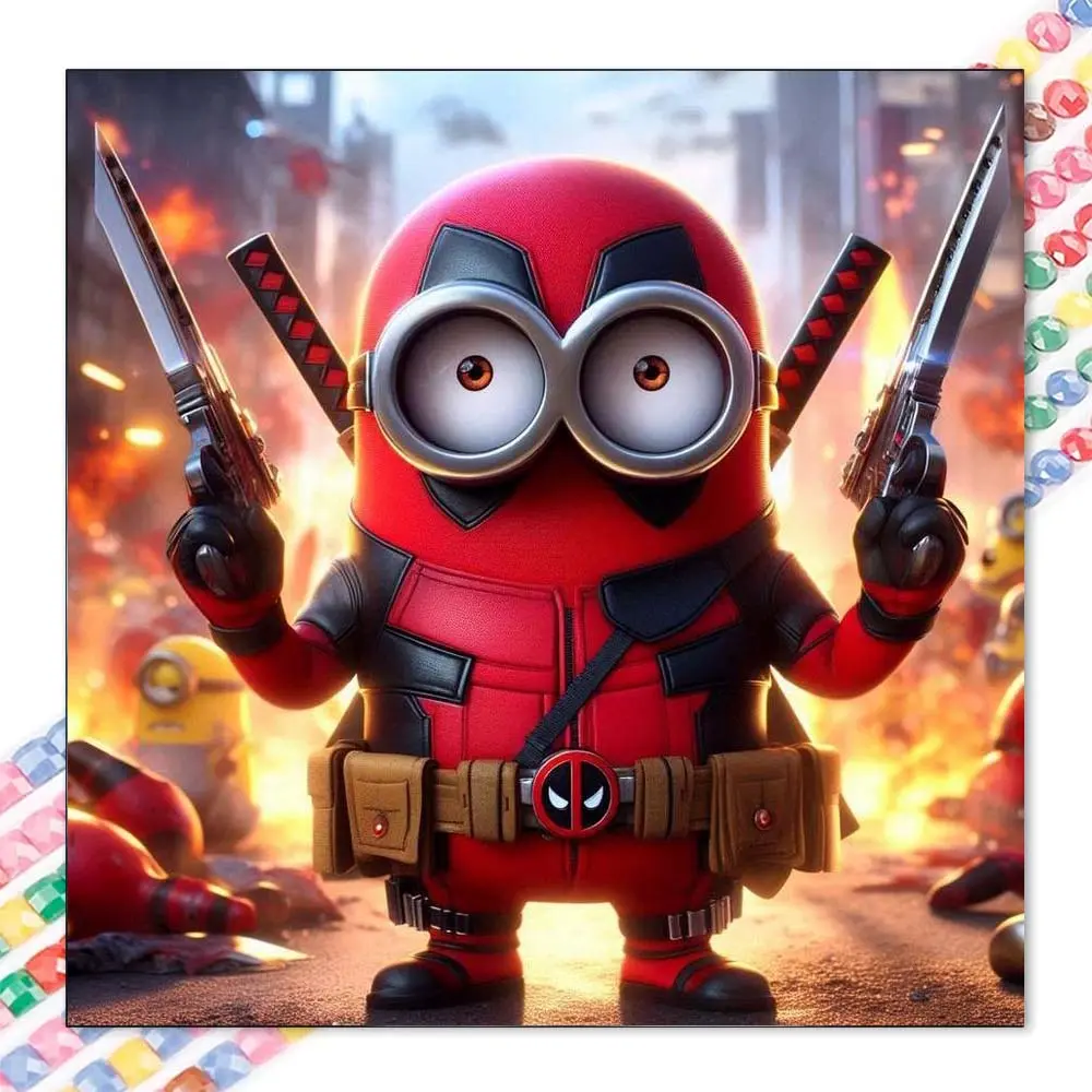 1 set DIY diamond painting kit, 5D diamond art set, DIY decorations Minions, Deadpool, city background mosaic, diamond art, DIY art home decor, suitable for Christmas