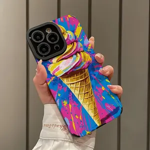 Ice Cream Pattern Phone Case, Decorative Phone Protector Cover, Phone Accessories Compatible with iPhone 16 15 14 13 12 11 Plus Pro Max Series, Casing