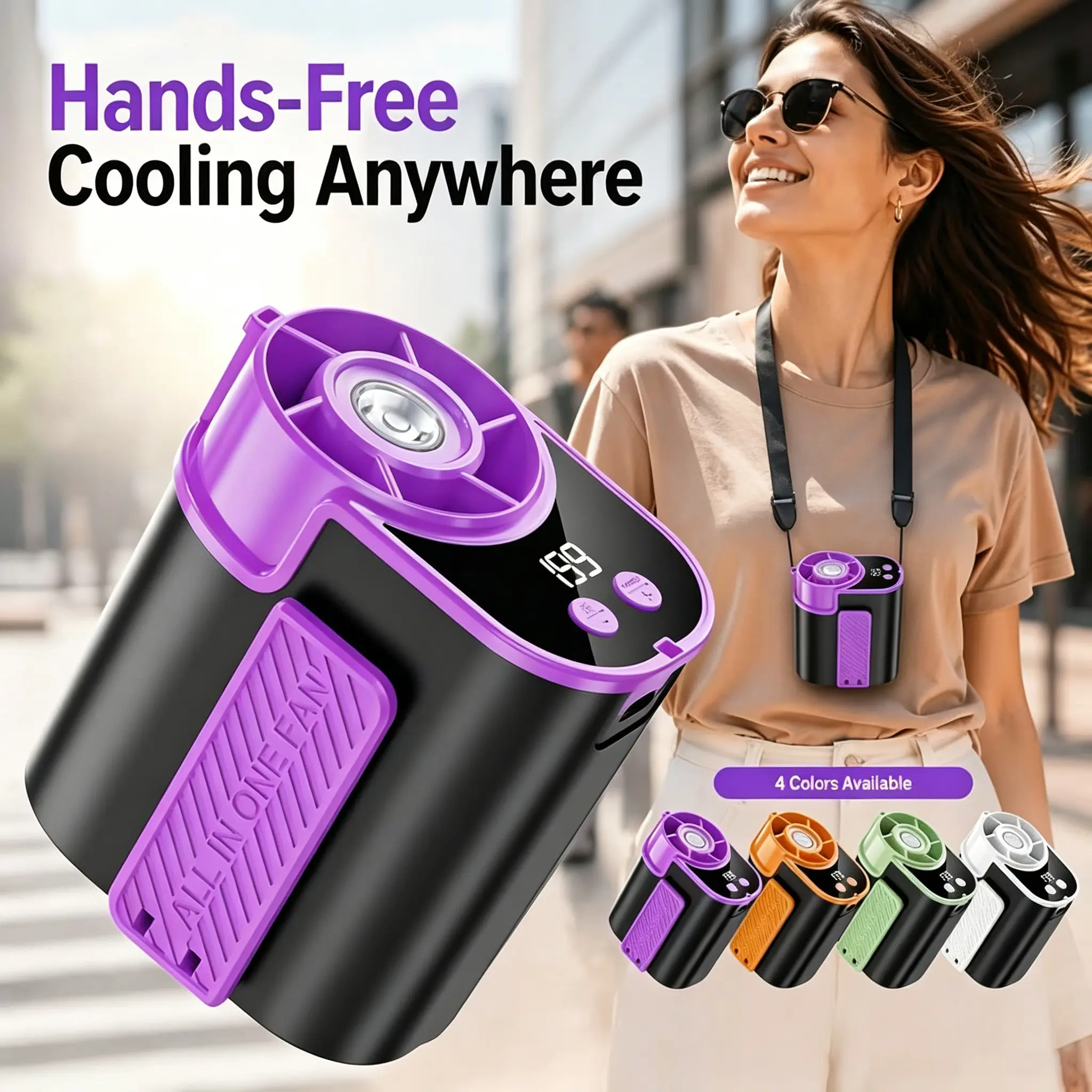 Portable Wearable Clip Rechargeable Fan - 18000 RPM Brushless Motor, 199 Adjustable Speeds, 5000mAh Battery, Strong Airflow, Rapid Cooling + Light, Flashlight Mode, for Outdoor Work, Camping