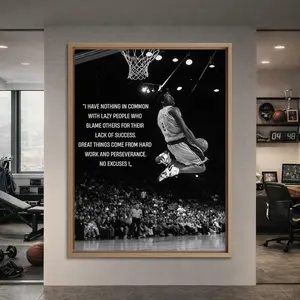 Kobe Bryant Poster Motivational Quote Wall Art For Office Decor Basketball Legend Slam Dunk Black White Success Mindset Print