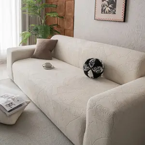 Leaf Jacquard Sofa Cover, 1 Count Sofa Slipcover with 1 Count Pillowcase, Stretch Sofa Cover, Sofa Protector for Home Living Room