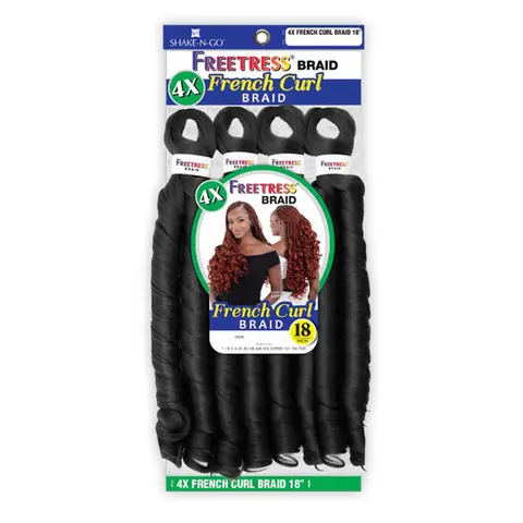Freetress French Curl Synthetic Braids, 4X Crochet Hair Extensions - Soft Touch, Tangle-Free, Long Lasting Curls, Curly Wave, Hair Extension Styles, Any Occasion, Natural Fluffy Synthetic, Braids Hairstyles, French Curl Braid